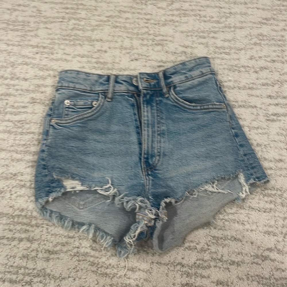 Zara high rise denim shorts